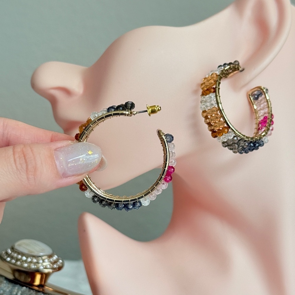 ⚜️ Elegant Multicolor Hoop Earrings - Picture 5 of 12